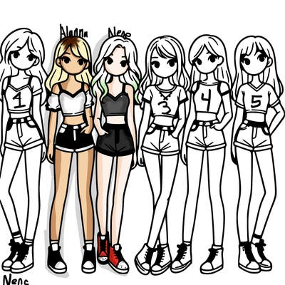 a group of girls wearing crop tops and shorts