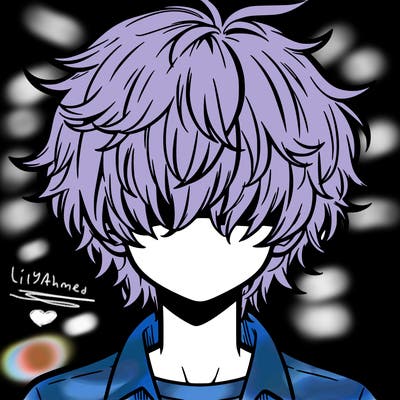 manga boy fluffy hair covering his eyes