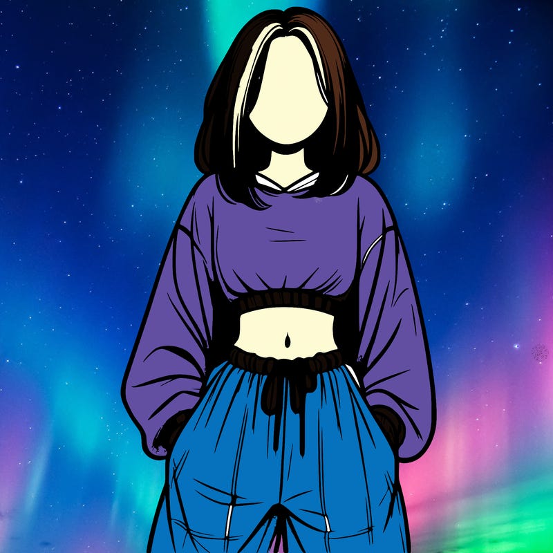 realistic girl faceless with baggy pants and a crop top