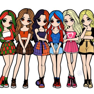 a group of girls realistic