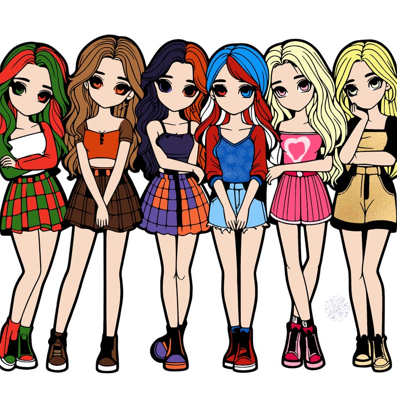 a group of girls realistic