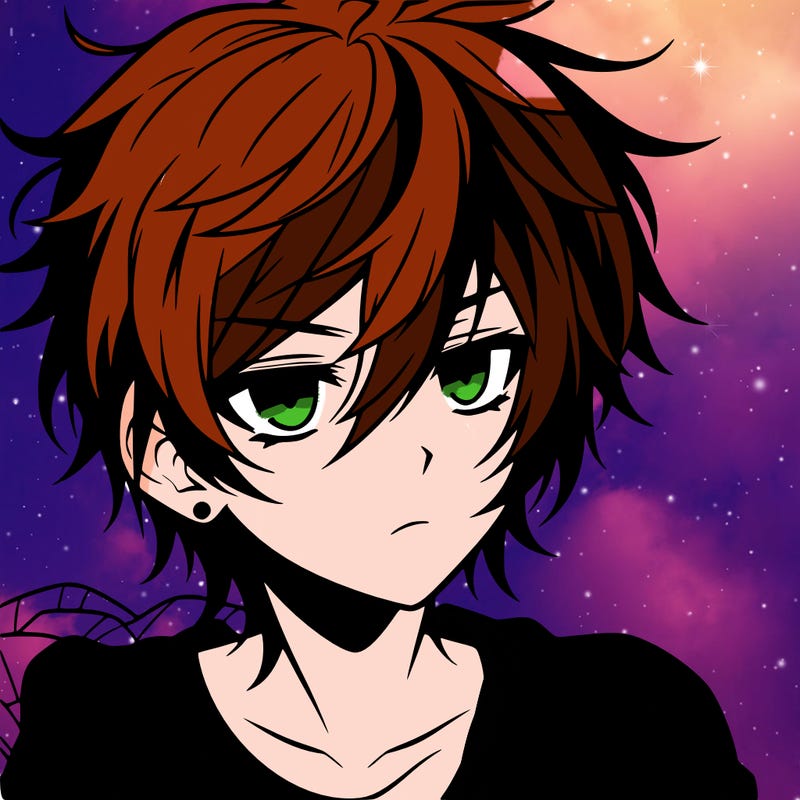 emo anime guy messy hair white shirt eyebags