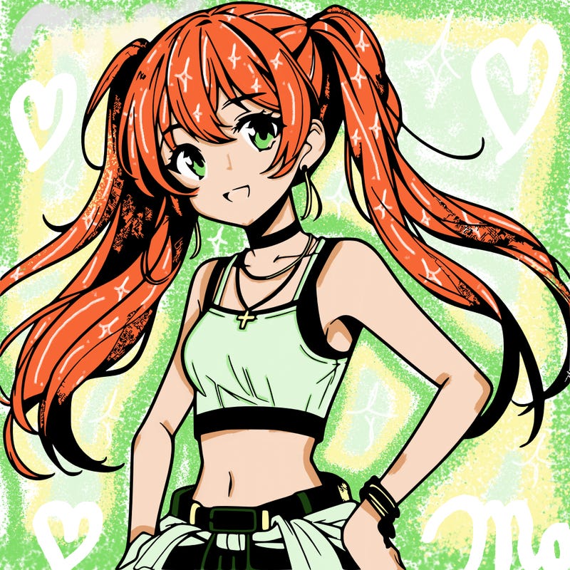 anime girl wearing crop top