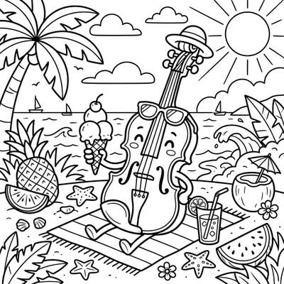Join a charming viola on a delightful summer getaway with this engaging coloring page. Designed with large print and clear outlines, it offers a relaxing and fun artistic escape for seniors.