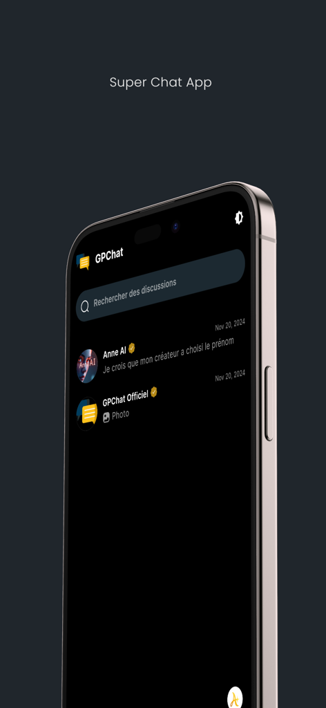 GPChat - Interface do GPChat no iPhone mostrando a lista de chats com o assistente Anne IA