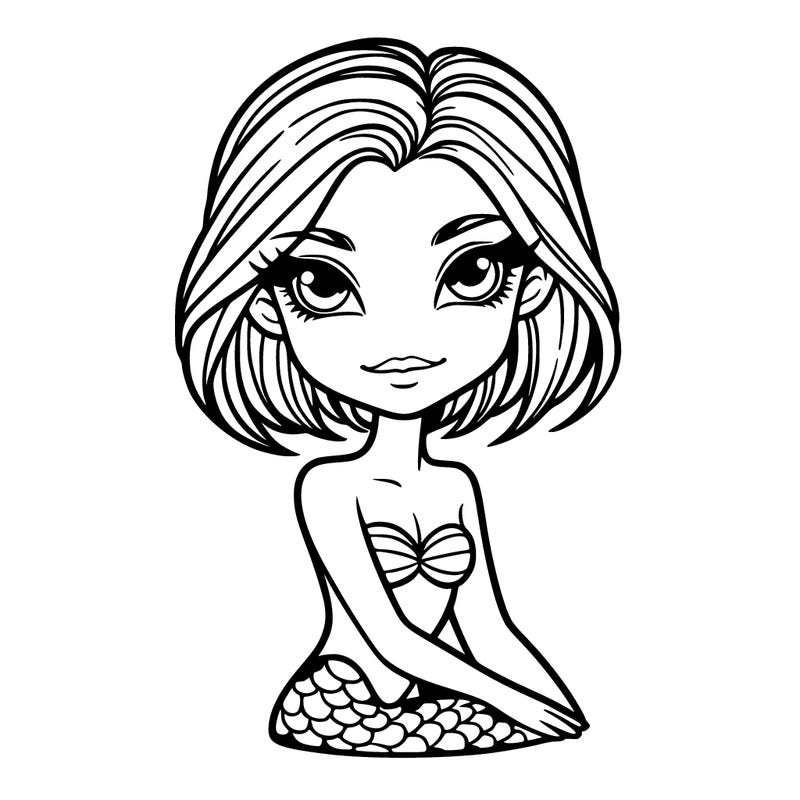 mermaid short hair and mistic realistic