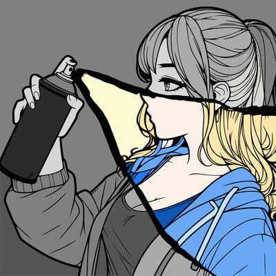 a realistic girl spray, painting