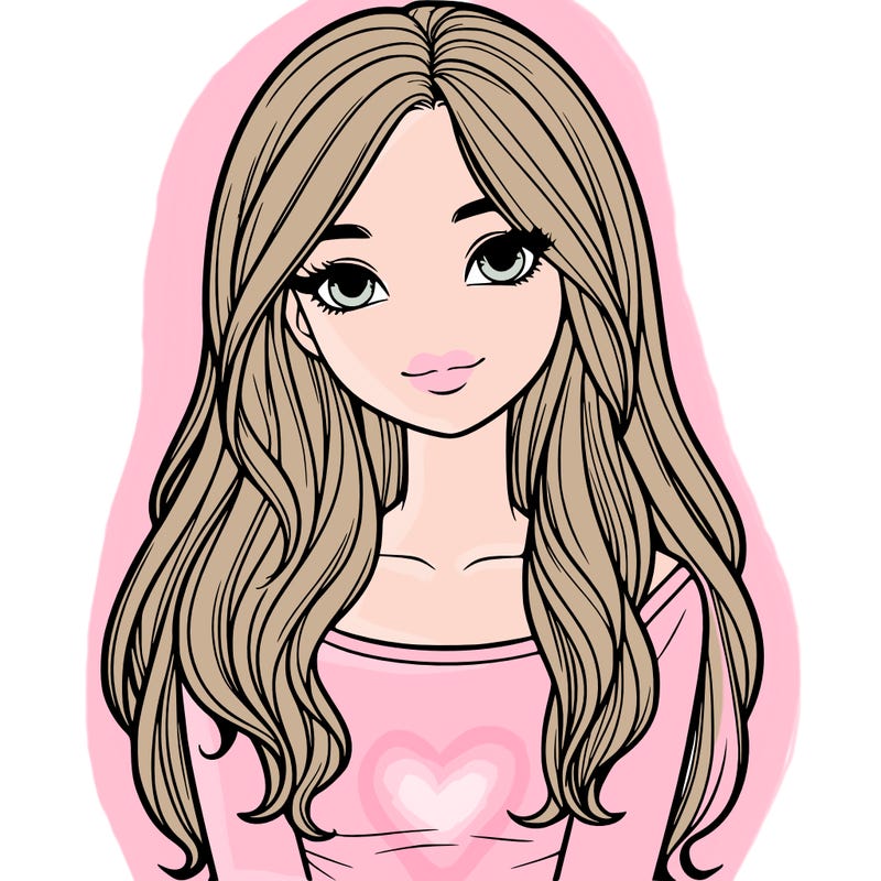 realistic girl with long hair