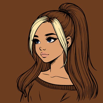 realistic girl with a high ponytail