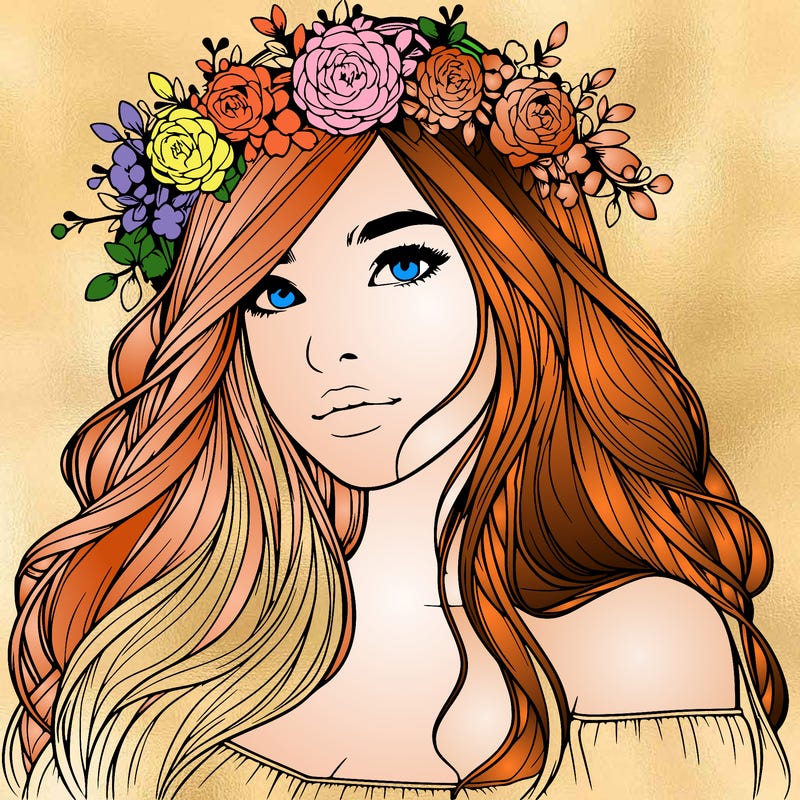realistic girl with flower crown