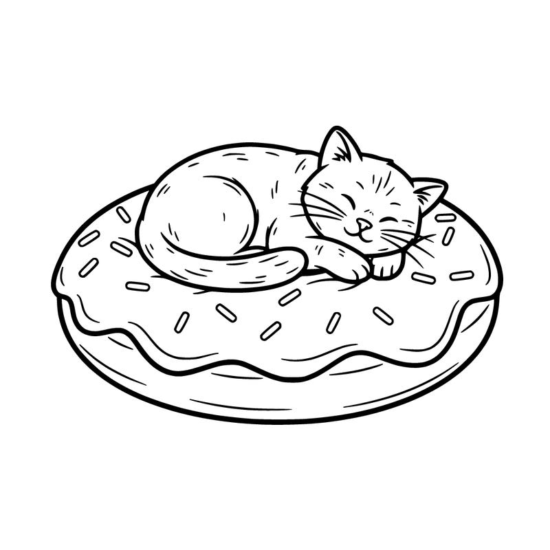 a cat on a donut bed
