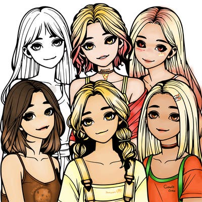 a group of girls realistic