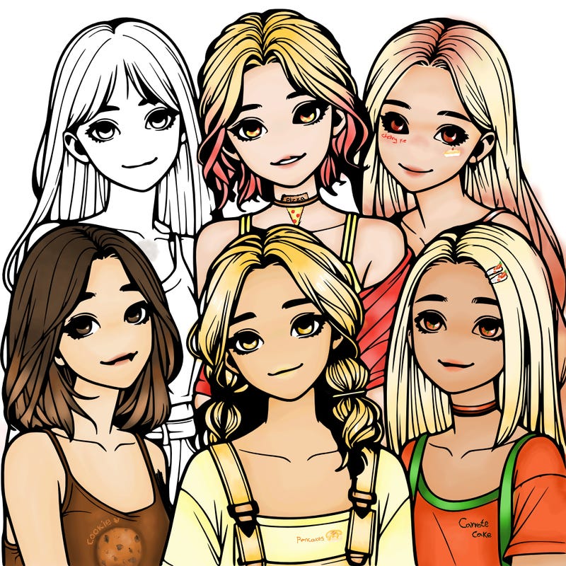 a group of girls realistic