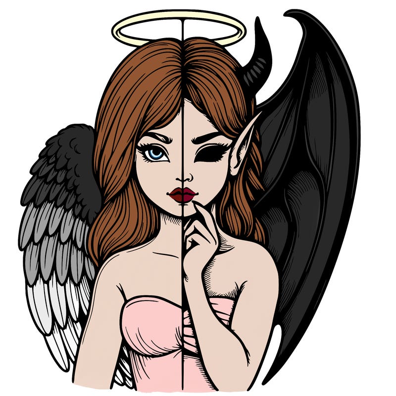 realistic angel half demon