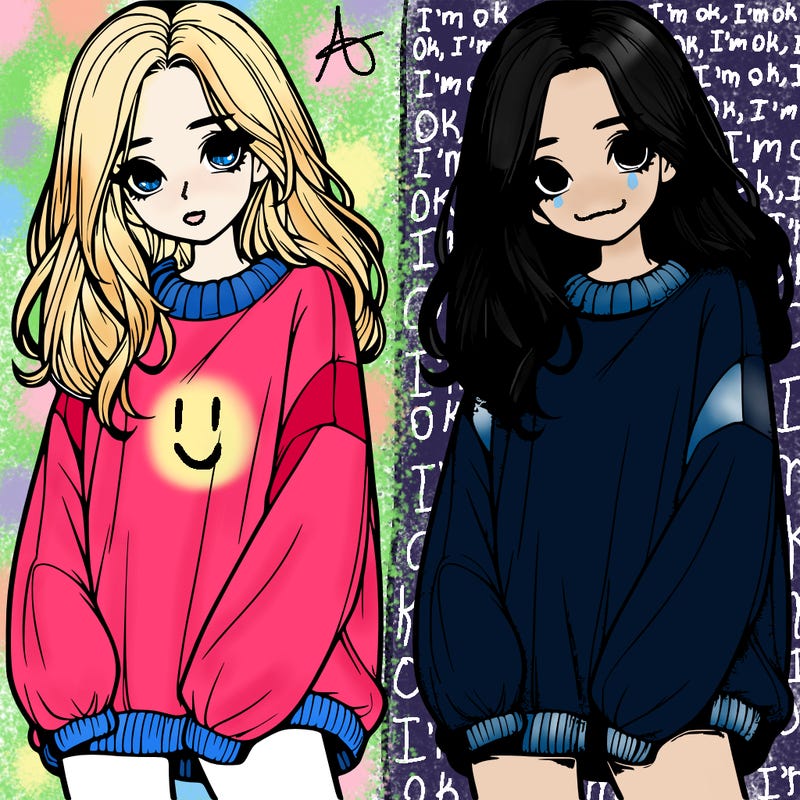 realistic girl with baggy sweater