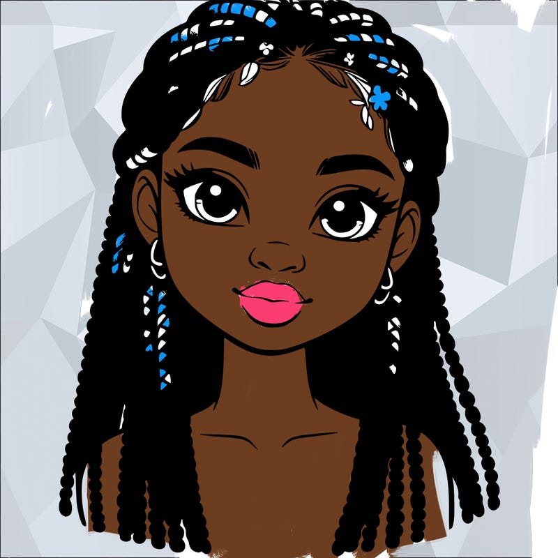 a realistic black girl with braids
