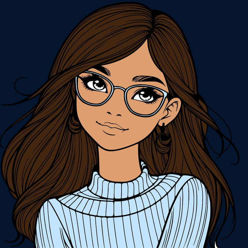 realistic girl with glasses