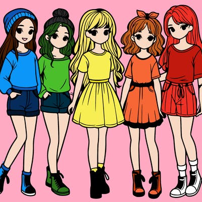 a group of five girls