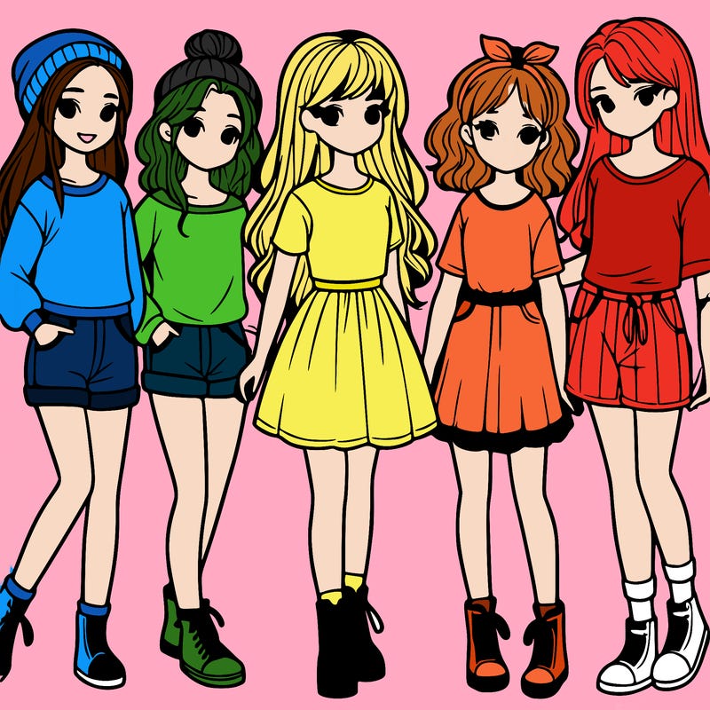 a group of five girls