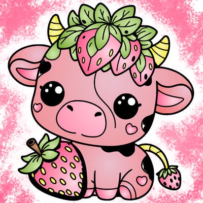 cute strawberry cow
