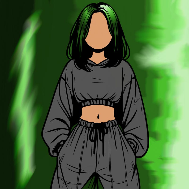 realistic girl faceless with baggy pants and a crop top