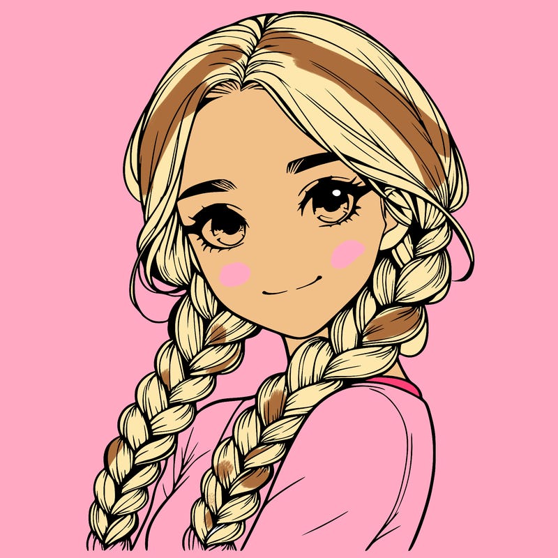 realistic girl with braids