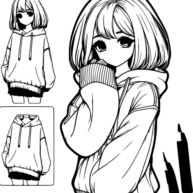 realistic girl with oversized sweater