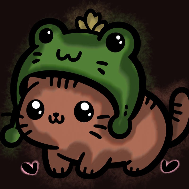 cute cat with frog hat