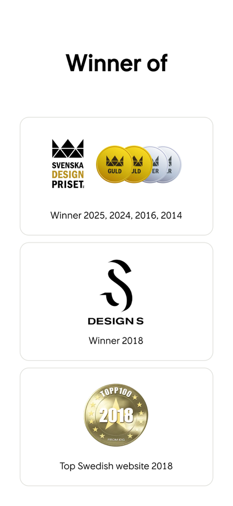 Premios ganados por SJ Trains en Suecia, incluyendo Svenska Design Priset y Top Swedish Website