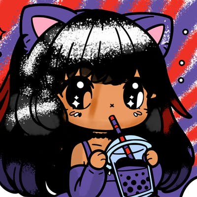 catgirl drinking boba
