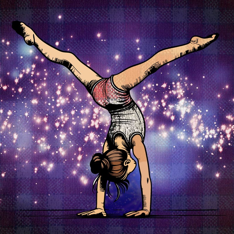 realistic gymnastic hand stand girl in four splits