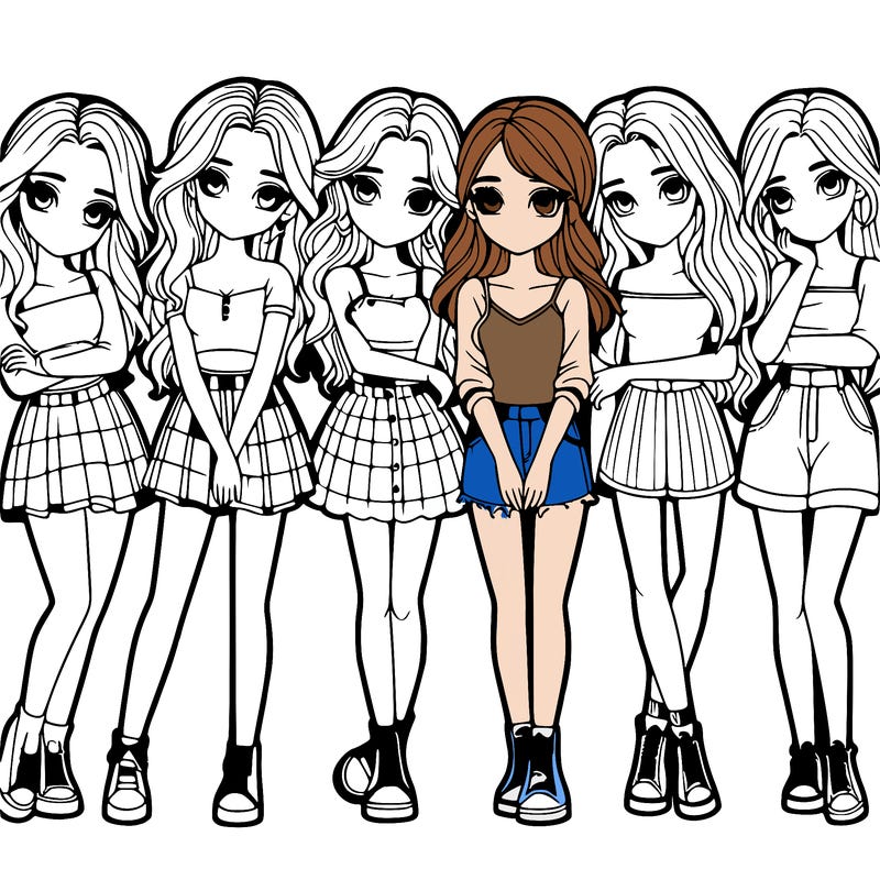 a group of girls realistic