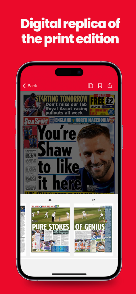 Daily Star Newspaper app showing a digital replica of the print edition