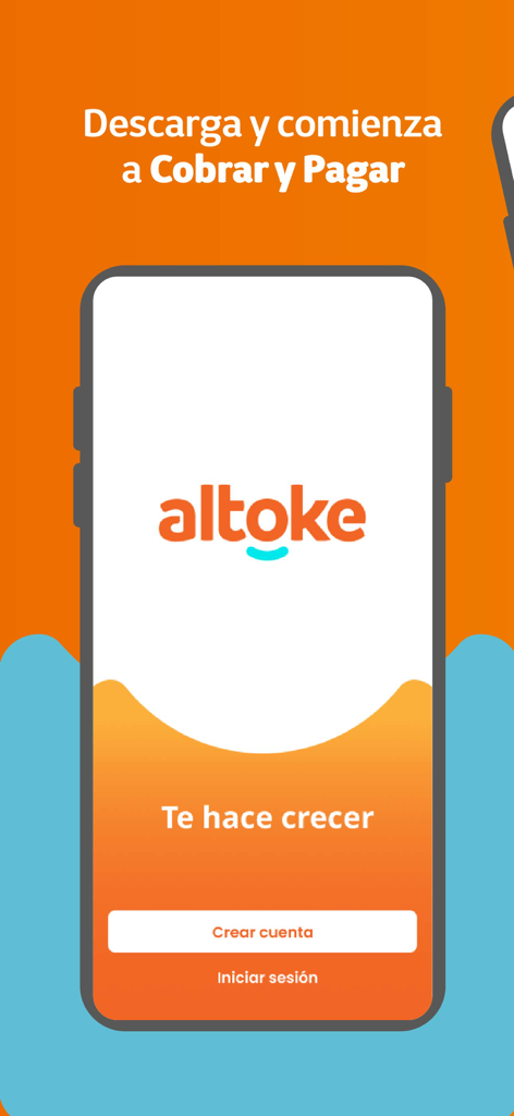 Altoke BancoSol - Welcome screen of the Altoke BancoSol mobile app showing options to create an account or sign in