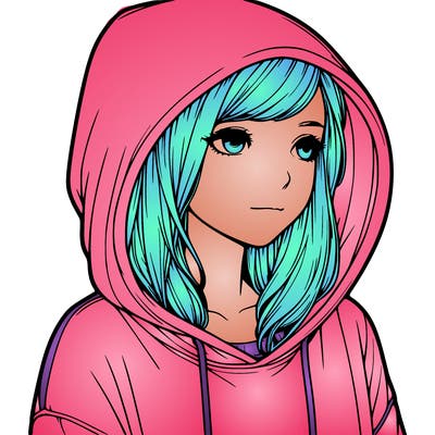 realistic girl with hoodie