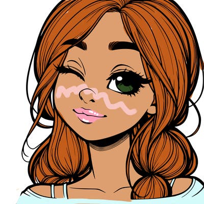 realistic girl with squinted eyes