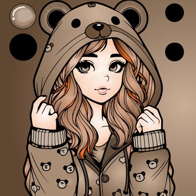 realistic girl in a animal pjs hoodie