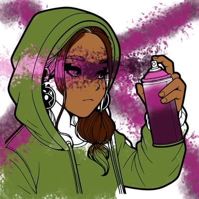 a realistic girl, spray painting
