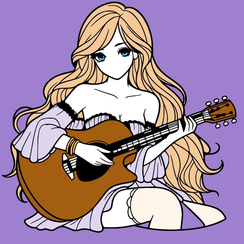 beautiful girl playing the guitar