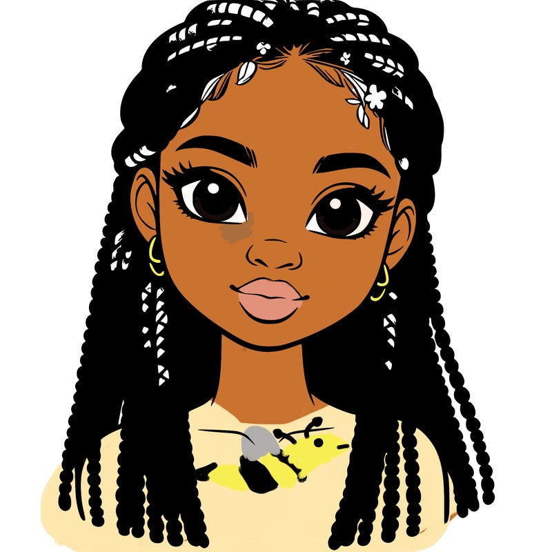a realistic black girl with braids