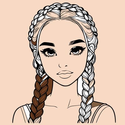 realistic girl with braids