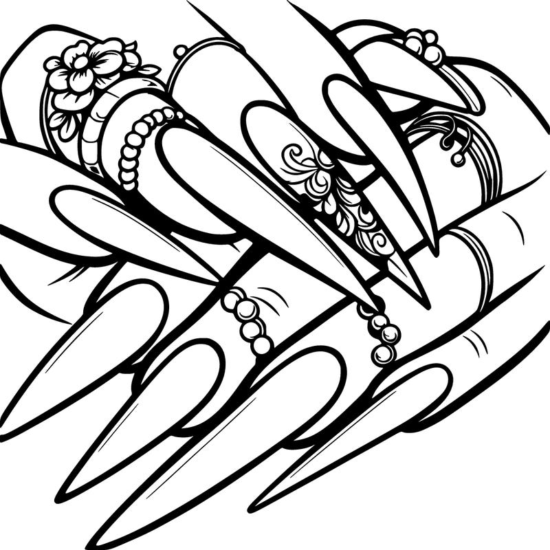 long nails with a design