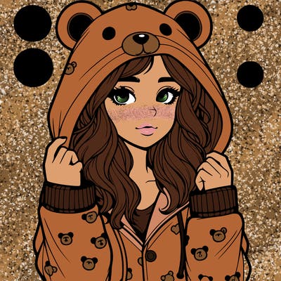 realistic girl in a animal pjs hoodie