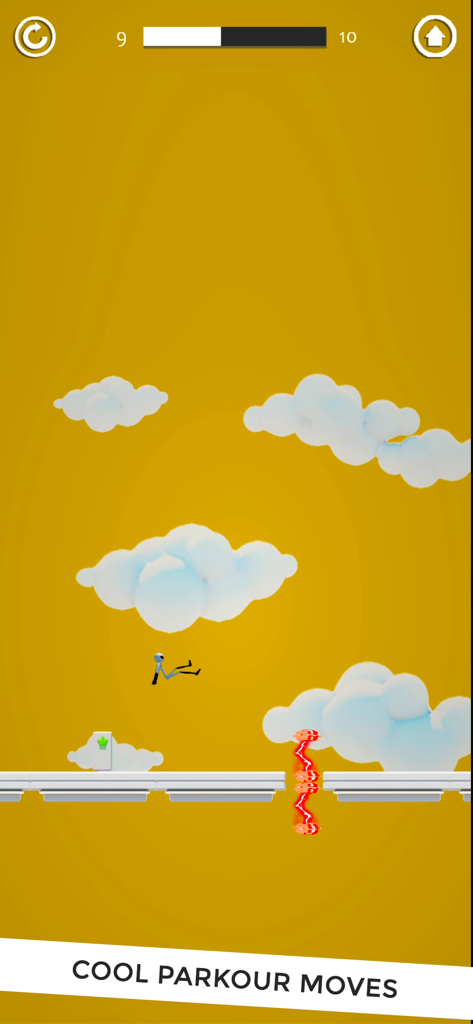 Stickman Parkour 3D Ninja Run - A stickman character jumping over obstacles in a parkour race game