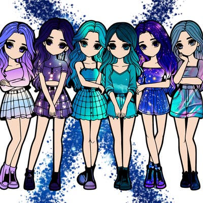 a group of girls realistic