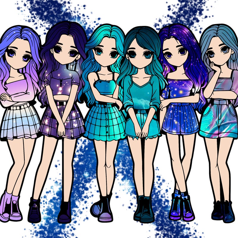 a group of girls realistic