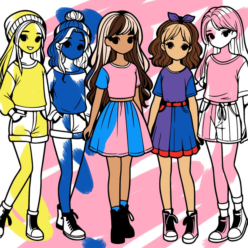 a group of five girls