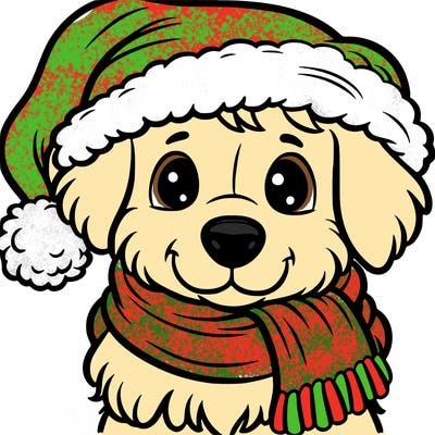 dog with a santa hat