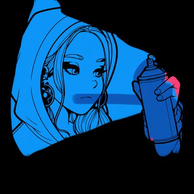 a realistic girl, spray painting