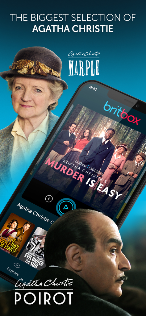 BritBox-App mit Agatha-Christie-Mystery-Serien wie Poirot und Marple